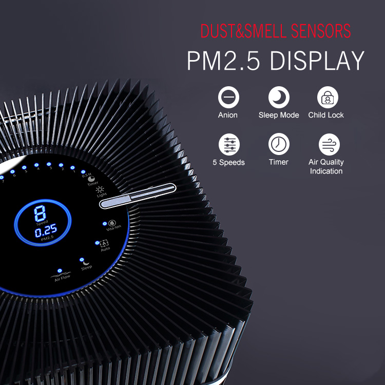 Purificador de aire inteligente de alta potencia con aplicación móvil